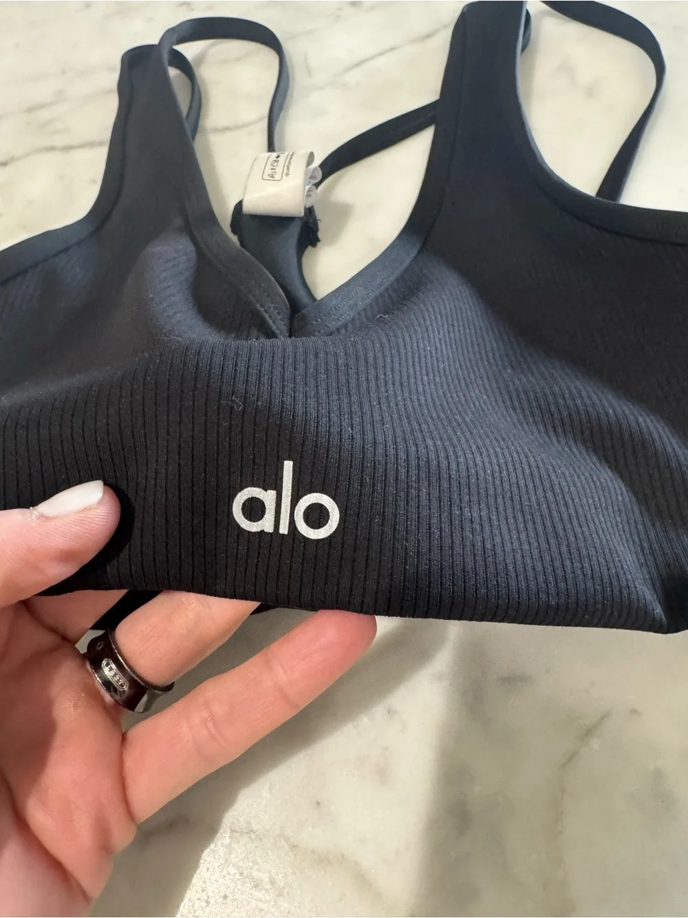 Alo Yoga Airlift Jump Start Ribbed Bra in Black Size Small